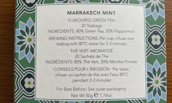 ウィッタード（Whittard）「マラケシュミント（Marrakech Mint）」は清涼感がすごい